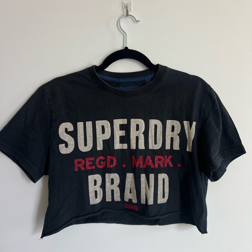 Superdry Black and Red Crop Top